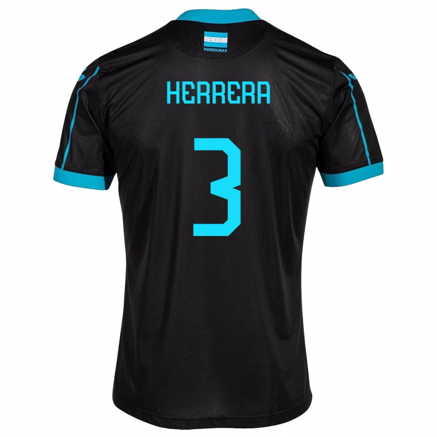 Uomo Maglia Honduras David Herrera #3 Nero Kit Gara Away 24-26 Maglietta