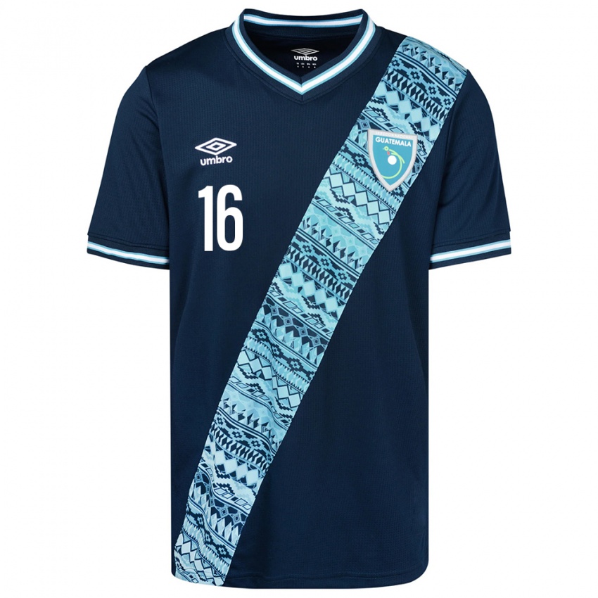 Uomo Maglia Guatemala Elvi Elington #16 Blu Kit Gara Away 24-26 Maglietta