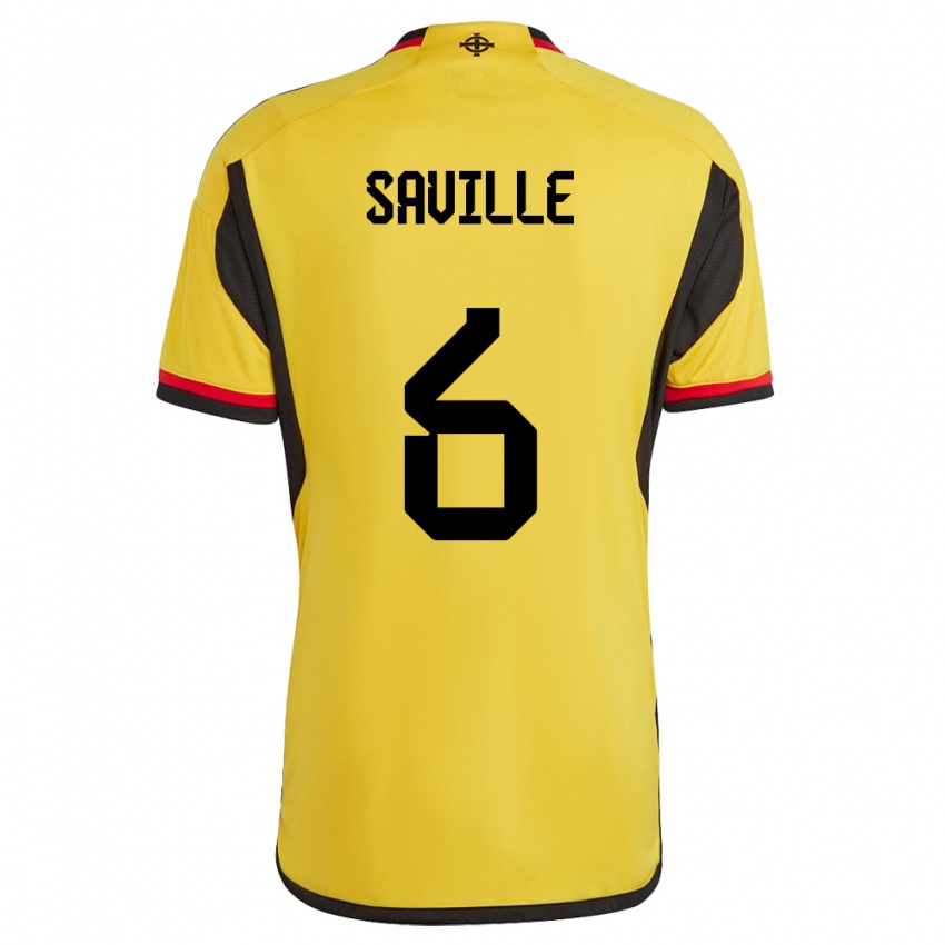 Uomo Maglia Irlanda Del Nord George Saville #6 Bianco Kit Gara Away 24-26 Maglietta