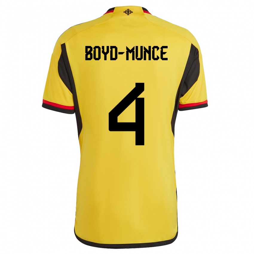 Uomo Maglia Irlanda Del Nord Caolan Boyd-Munce #4 Bianco Kit Gara Away 24-26 Maglietta