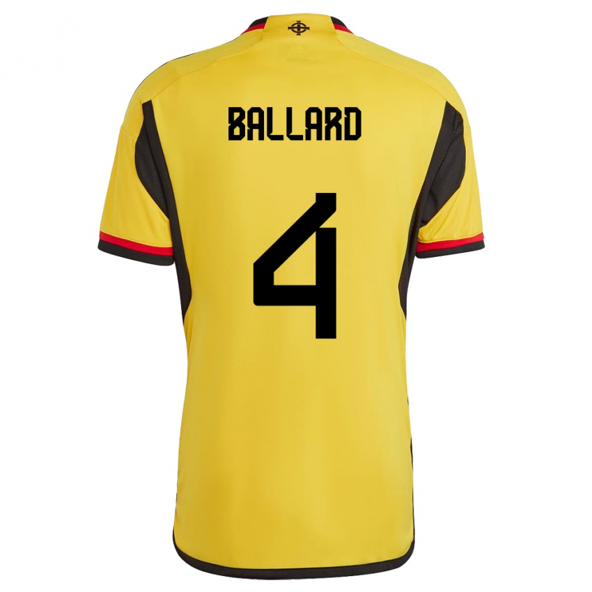 Uomo Maglia Irlanda Del Nord Daniel Ballard #4 Bianco Kit Gara Away 24-26 Maglietta