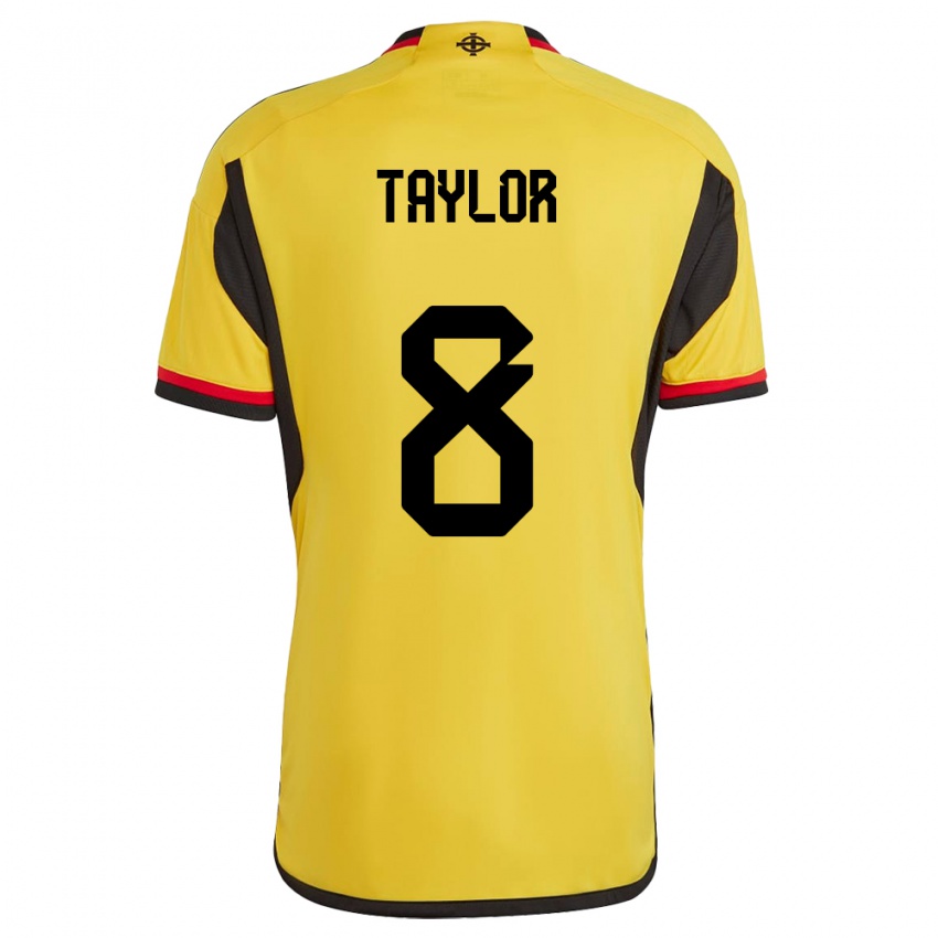 Uomo Maglia Irlanda Del Nord Dale Taylor #8 Bianco Kit Gara Away 24-26 Maglietta