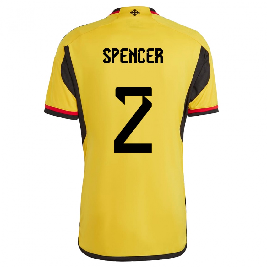 Uomo Maglia Irlanda Del Nord Brodie Spencer #2 Bianco Kit Gara Away 24-26 Maglietta