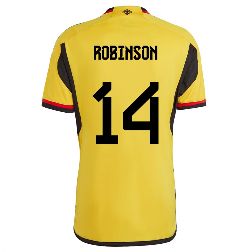 Uomo Maglia Irlanda Del Nord Darren Robinson #14 Bianco Kit Gara Away 24-26 Maglietta