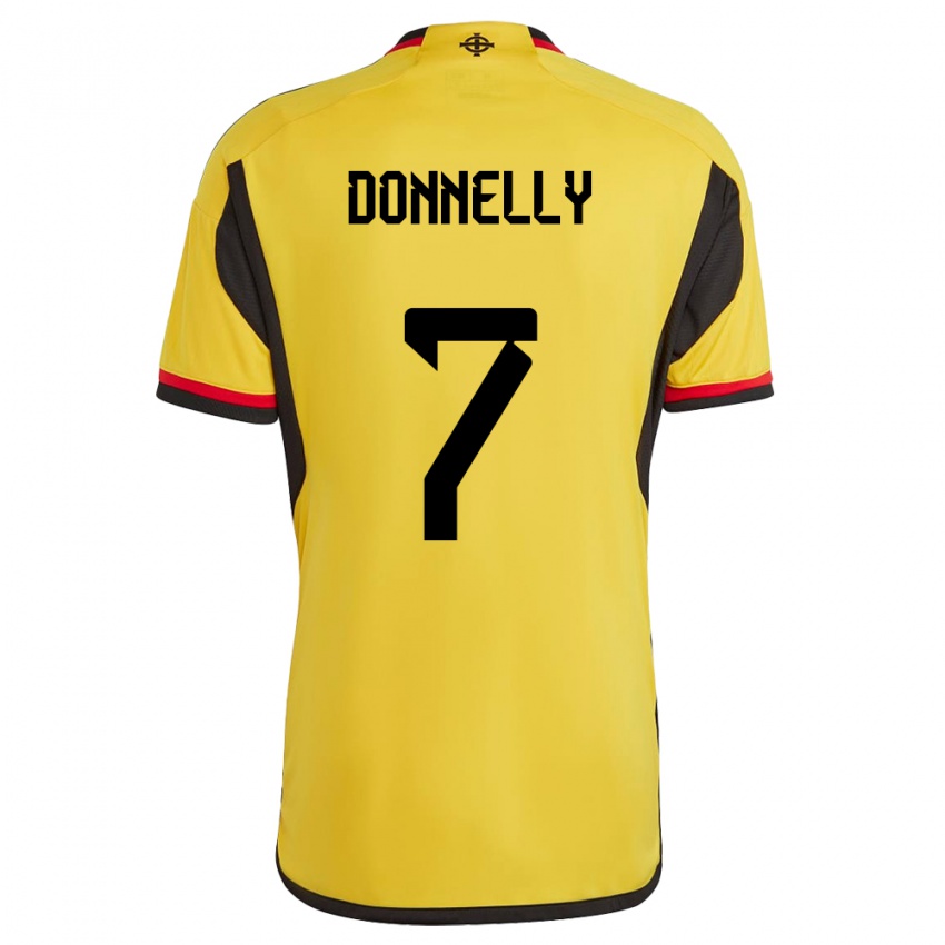 Uomo Maglia Irlanda Del Nord Caolan Donnelly #7 Bianco Kit Gara Away 24-26 Maglietta