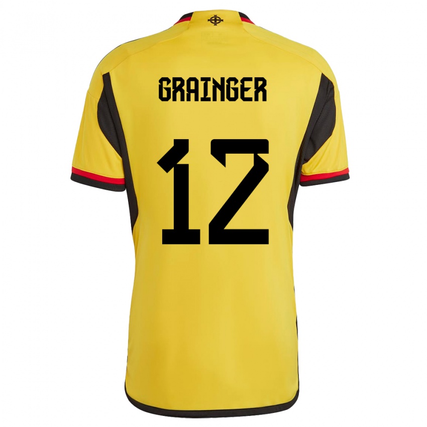 Uomo Maglia Irlanda Del Nord Owen Grainger #12 Bianco Kit Gara Away 24-26 Maglietta