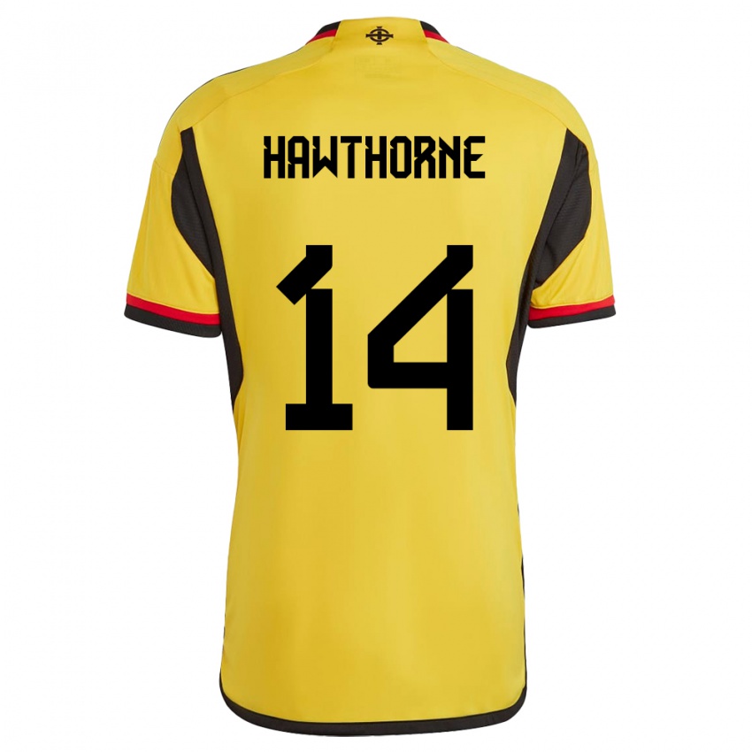 Uomo Maglia Irlanda Del Nord Keevan Hawthorne #14 Bianco Kit Gara Away 24-26 Maglietta