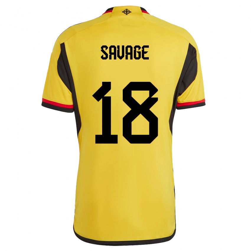 Uomo Maglia Irlanda Del Nord Troy Savage #18 Bianco Kit Gara Away 24-26 Maglietta