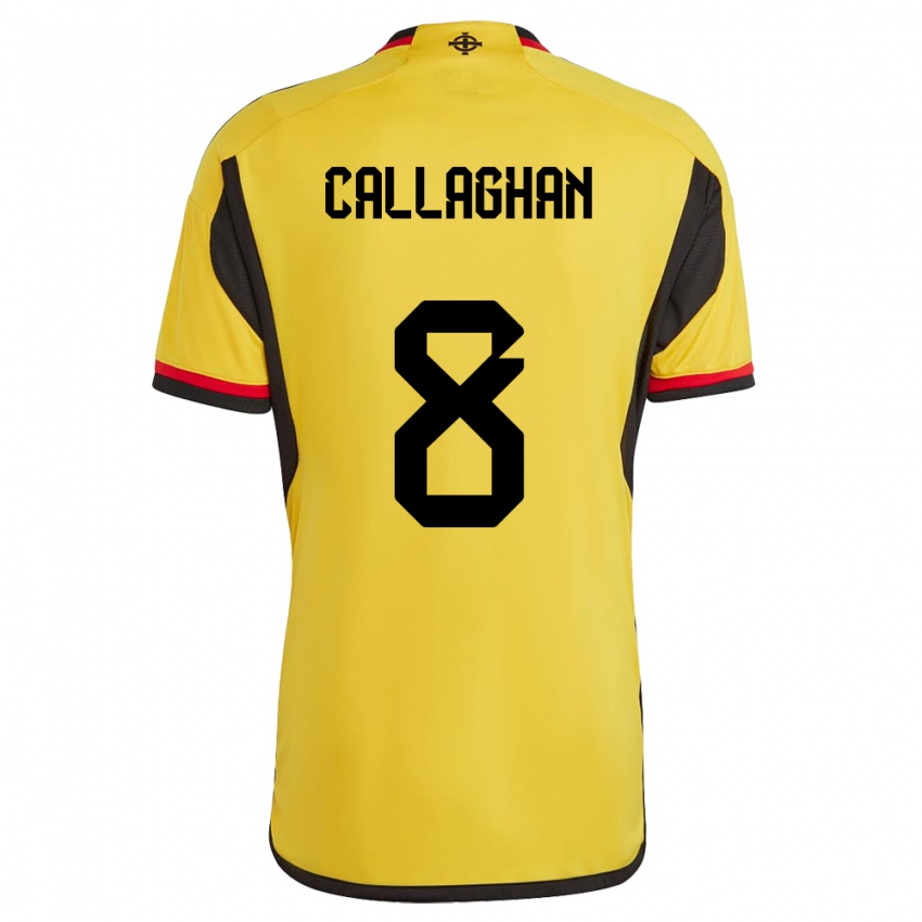 Uomo Maglia Irlanda Del Nord Marissa Callaghan #8 Bianco Kit Gara Away 24-26 Maglietta