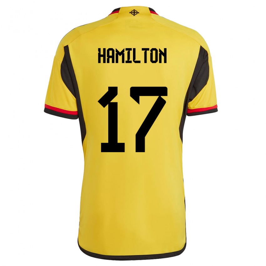 Uomo Maglia Irlanda Del Nord Caragh Hamilton #17 Bianco Kit Gara Away 24-26 Maglietta