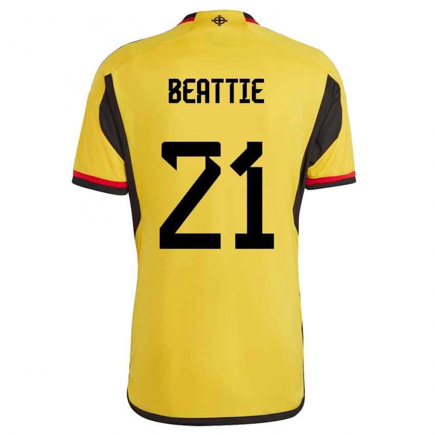 Uomo Maglia Irlanda Del Nord Kerry Beattie #21 Bianco Kit Gara Away 24-26 Maglietta