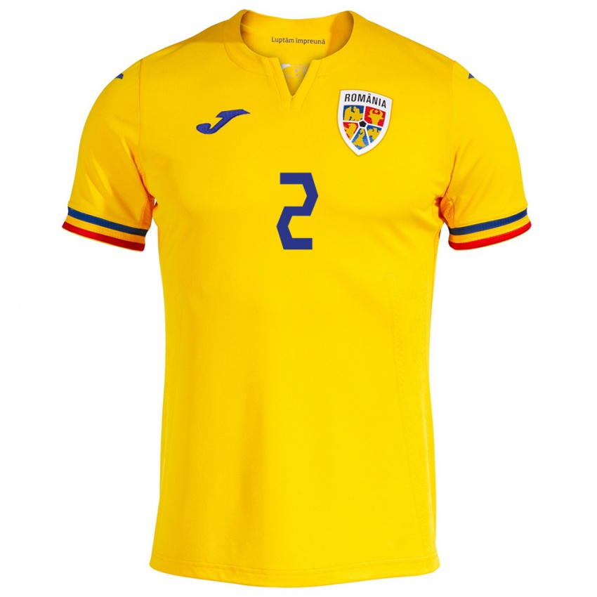 Donna Maglia Romania Sergiu Pîrvulescu #2 Giallo Kit Gara Home 24-26 Maglietta