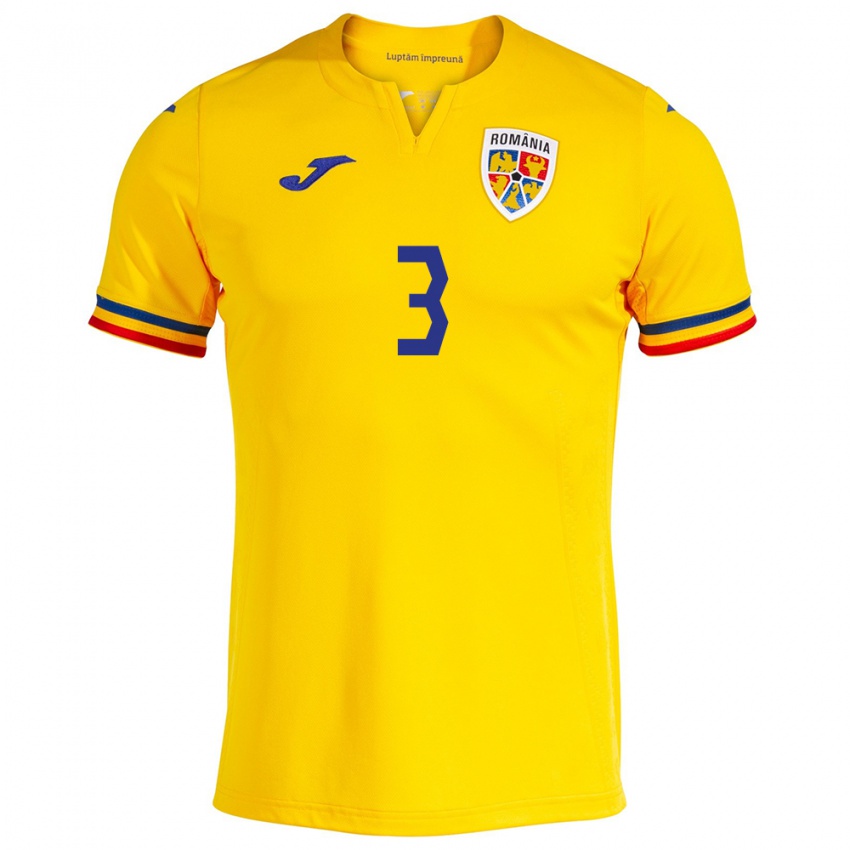 Donna Maglia Romania Alexandru Șuteu #3 Giallo Kit Gara Home 24-26 Maglietta