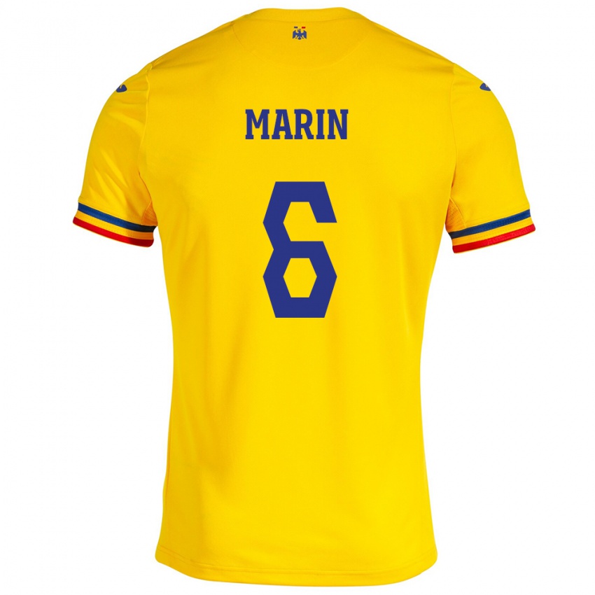 Donna Maglia Romania Marius Marin #6 Giallo Kit Gara Home 24-26 Maglietta