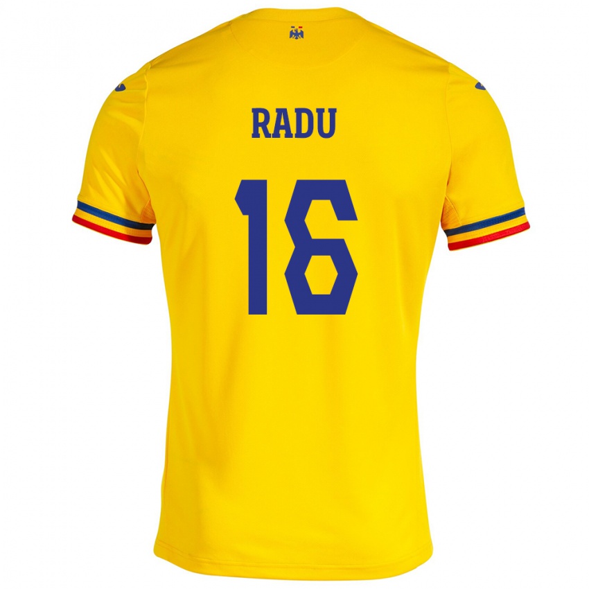 Donna Maglia Romania Andrei Radu #16 Giallo Kit Gara Home 24-26 Maglietta