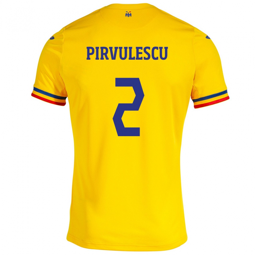 Donna Maglia Romania Sergiu Pîrvulescu #2 Giallo Kit Gara Home 24-26 Maglietta