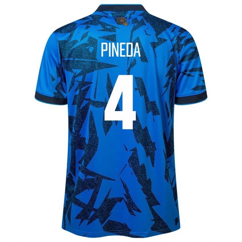 Donna Maglia El Salvador Wálter Pineda #4 Blu Kit Gara Home 24-26 Maglietta