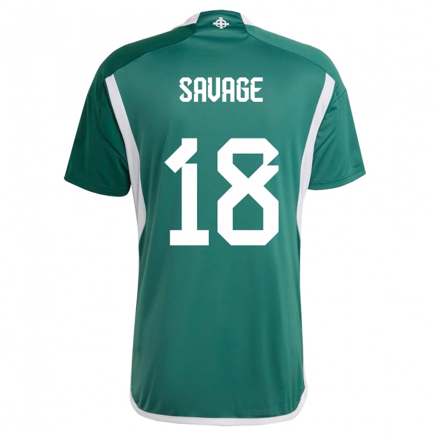 Donna Maglia Irlanda Del Nord Troy Savage #18 Verde Kit Gara Home 24-26 Maglietta