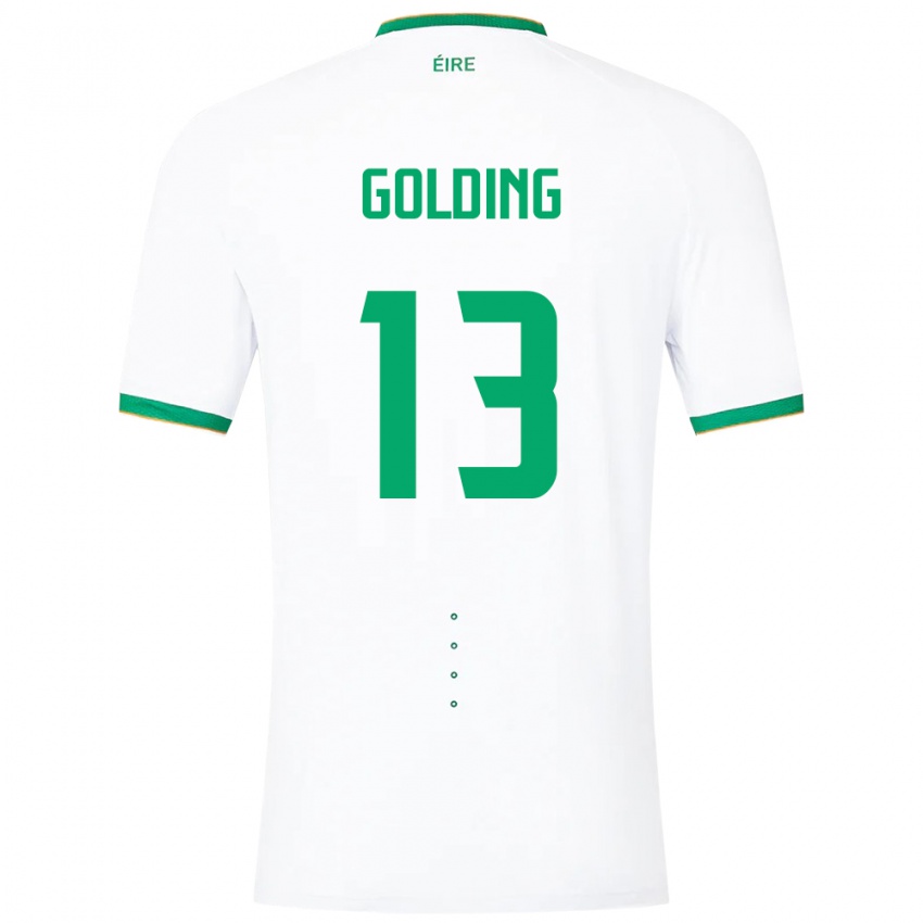Donna Maglia Irlanda James Golding #13 Bianco Kit Gara Away 24-26 Maglietta