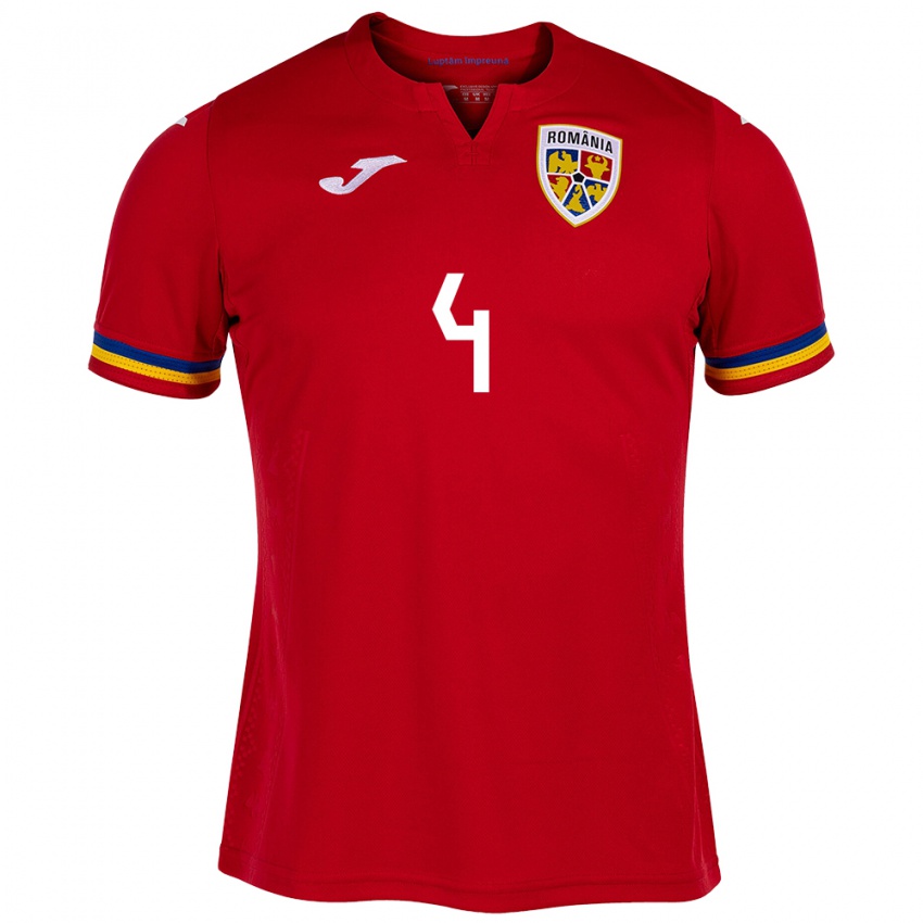 Donna Maglia Romania Ștefan Duțu #4 Rosso Kit Gara Away 24-26 Maglietta