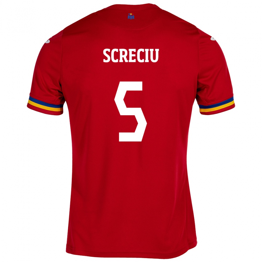 Donna Maglia Romania Vladimir Screciu #5 Rosso Kit Gara Away 24-26 Maglietta