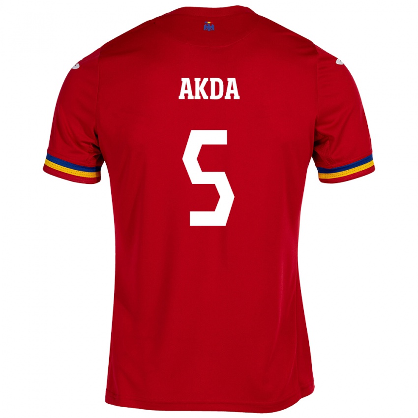 Donna Maglia Romania Ümit Akdağ #5 Rosso Kit Gara Away 24-26 Maglietta