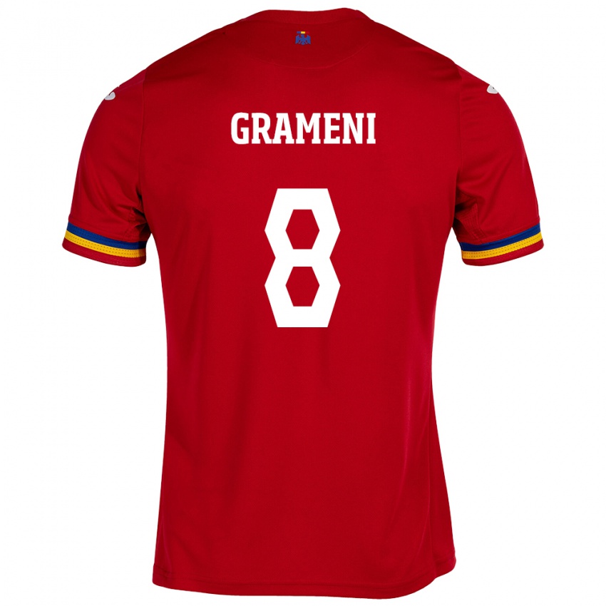 Donna Maglia Romania Constantin Grameni #8 Rosso Kit Gara Away 24-26 Maglietta