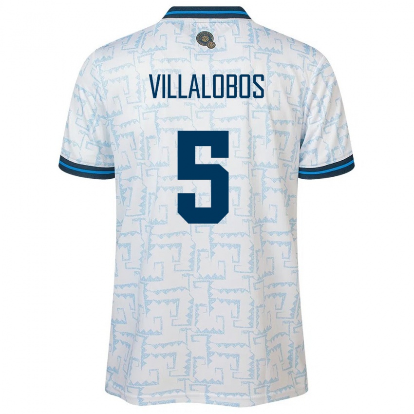 Donna Maglia El Salvador Kristian Villalobos #5 Bianco Kit Gara Away 24-26 Maglietta