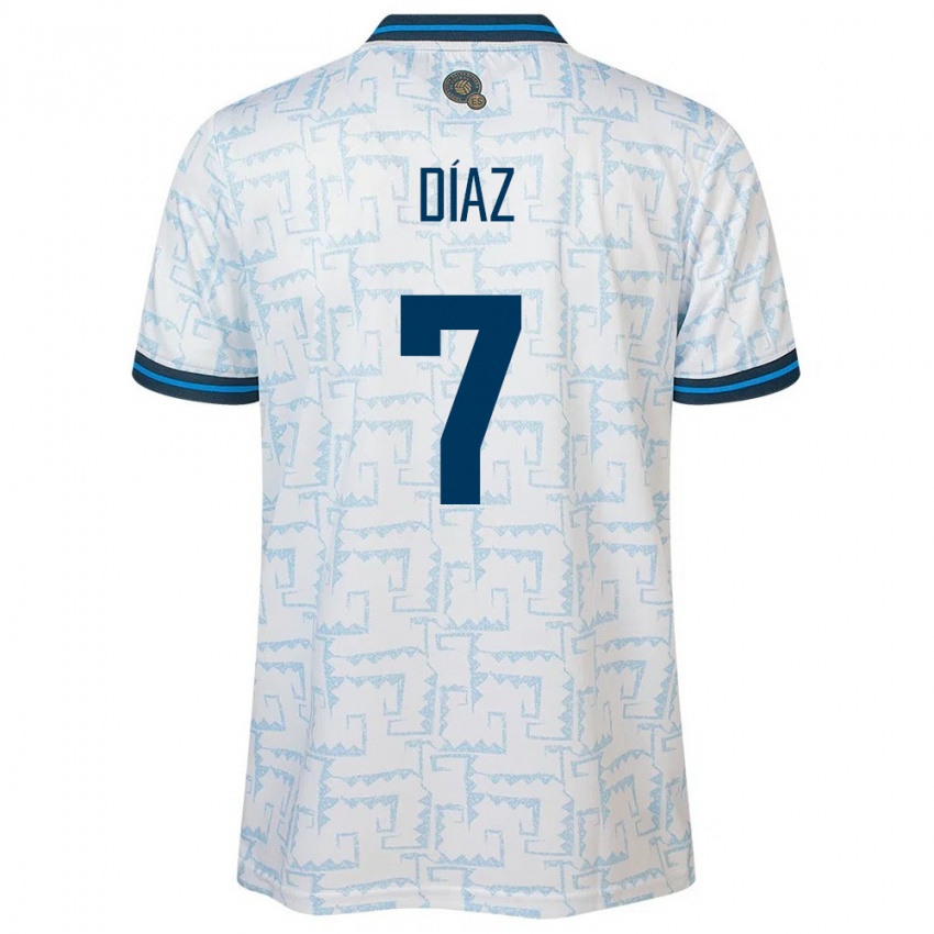 Donna Maglia El Salvador Nelson Díaz #7 Bianco Kit Gara Away 24-26 Maglietta