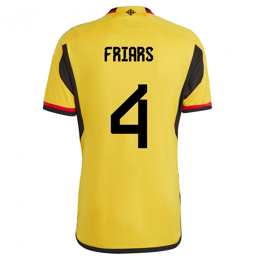 Donna Maglia Irlanda Del Nord Alfie Friars #4 Bianco Kit Gara Away 24-26 Maglietta