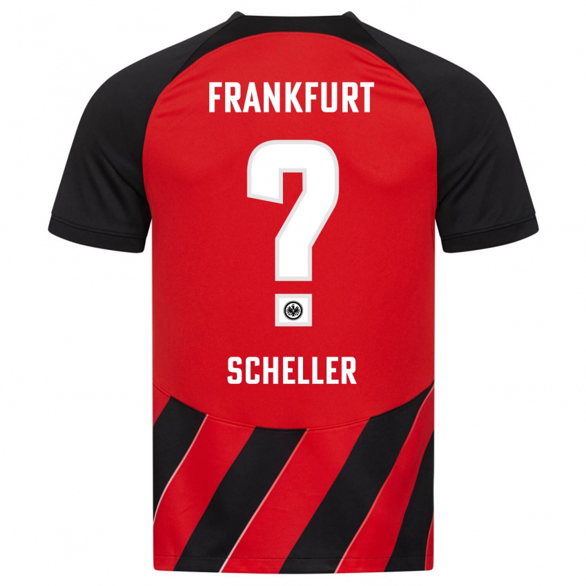 Bambino Maglia Niklas Scheller #0 Rosso Nero Kit Gara Home 2023/24 Maglietta