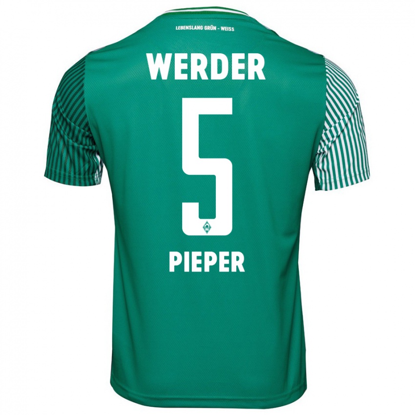 Bambino Maglia Amos Pieper #5 Verde Kit Gara Home 2023/24 Maglietta