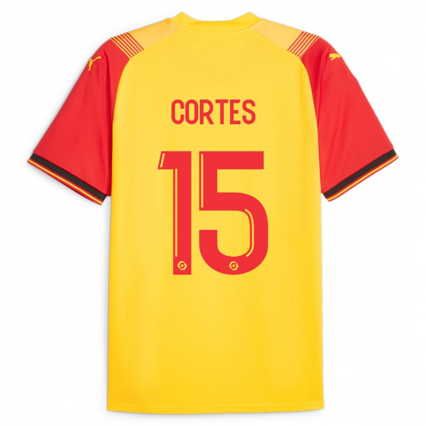 Bambino Maglia Óscar Cortés #15 Giallo Kit Gara Home 2023/24 Maglietta