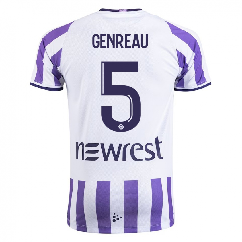 Bambino Maglia Denis Genreau #5 Bianco Kit Gara Home 2023/24 Maglietta