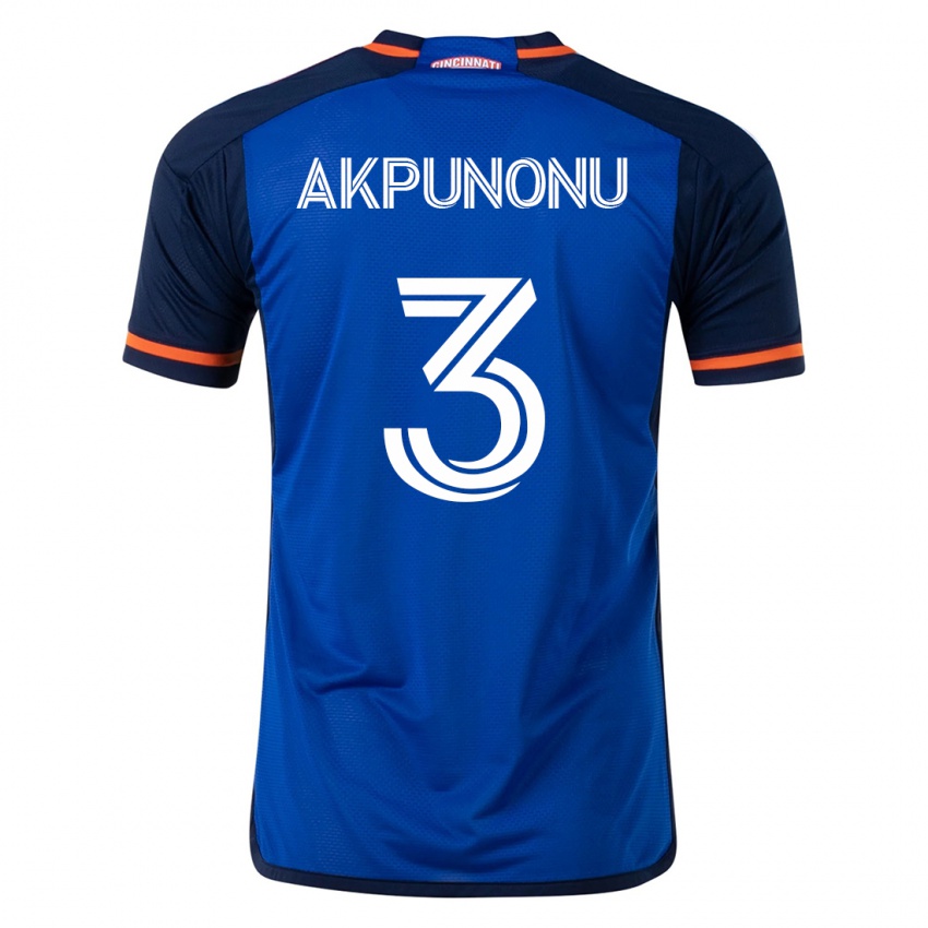 Bambino Maglia Joey Akpunonu #3 Blu Kit Gara Home 2023/24 Maglietta