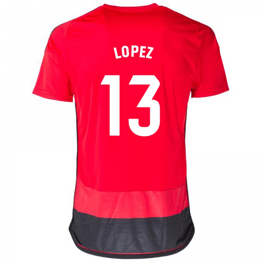 Bambino Maglia Luis López #13 Rosso Nero Kit Gara Home 2023/24 Maglietta