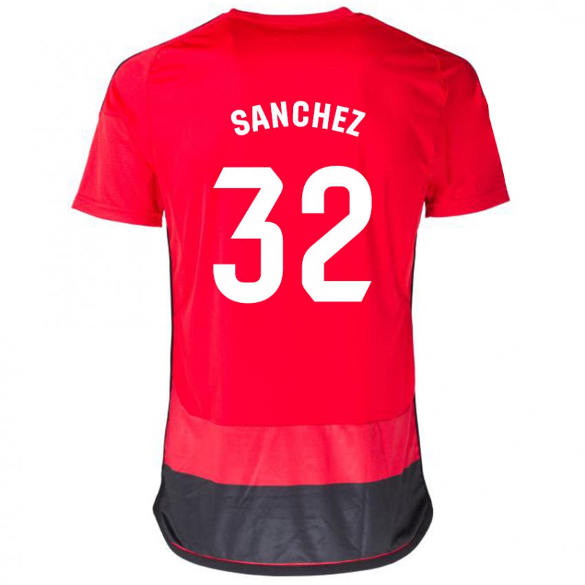 Bambino Maglia Rubén Sánchez #32 Rosso Nero Kit Gara Home 2023/24 Maglietta