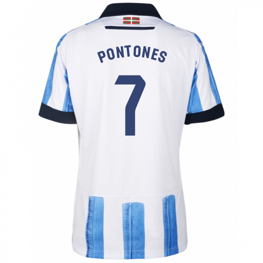 Bambino Maglia Juan Carlos Pontones #7 Blu Bianco Kit Gara Home 2023/24 Maglietta