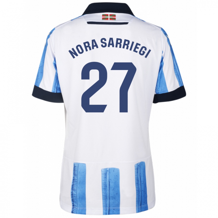Bambino Maglia Nora Sarriegi Galdos #27 Blu Bianco Kit Gara Home 2023/24 Maglietta