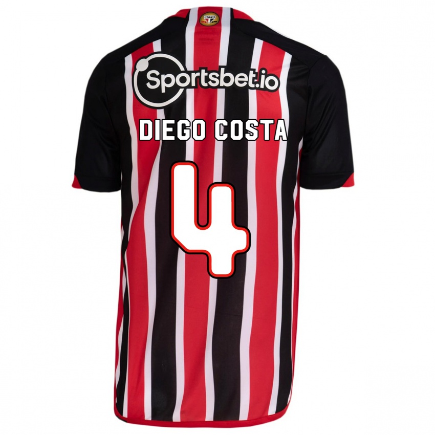 Bambino Maglia Diego Costa #4 Blu Rosso Kit Gara Away 2023/24 Maglietta