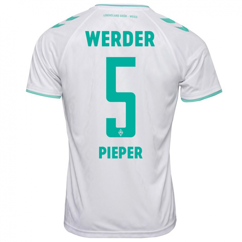 Bambino Maglia Amos Pieper #5 Bianco Kit Gara Away 2023/24 Maglietta