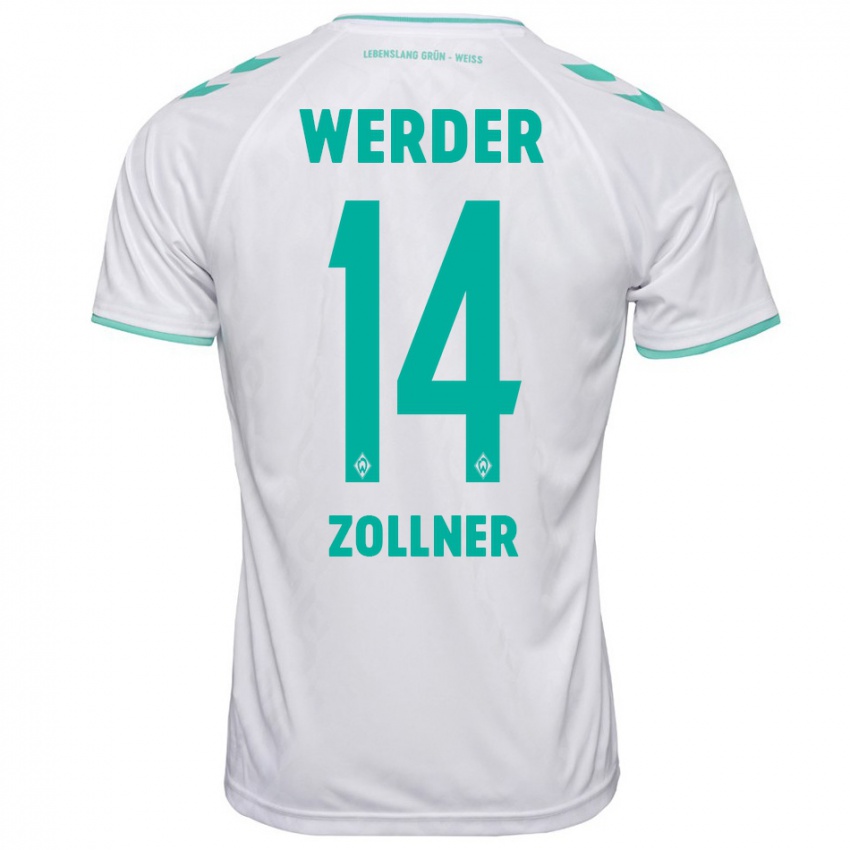 Bambino Maglia Adrian Zollner #14 Bianco Kit Gara Away 2023/24 Maglietta