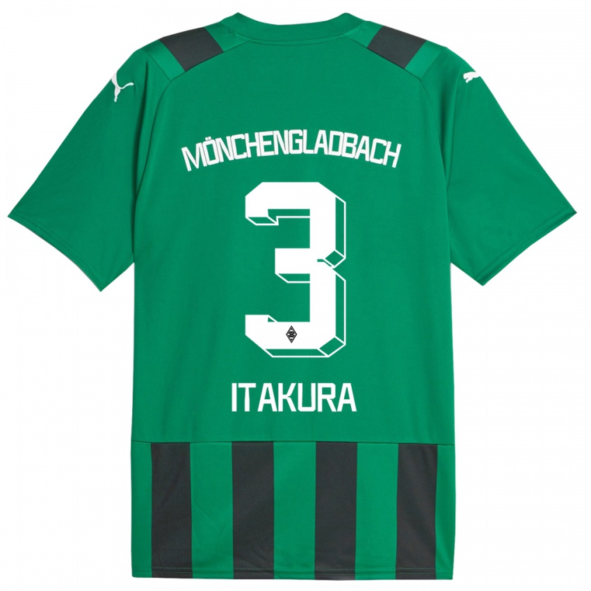Bambino Maglia Ko Itakura #3 Nero Verde Kit Gara Away 2023/24 Maglietta