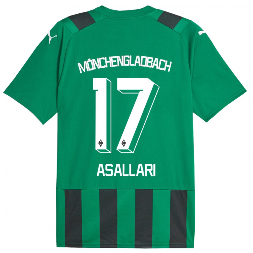 Bambino Maglia Kushtrim Asallari #17 Nero Verde Kit Gara Away 2023/24 Maglietta