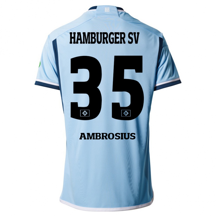 Bambino Maglia Stephan Ambrosius #35 Blu Kit Gara Away 2023/24 Maglietta