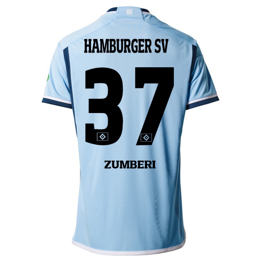 Bambino Maglia Valon Zumberi #37 Blu Kit Gara Away 2023/24 Maglietta