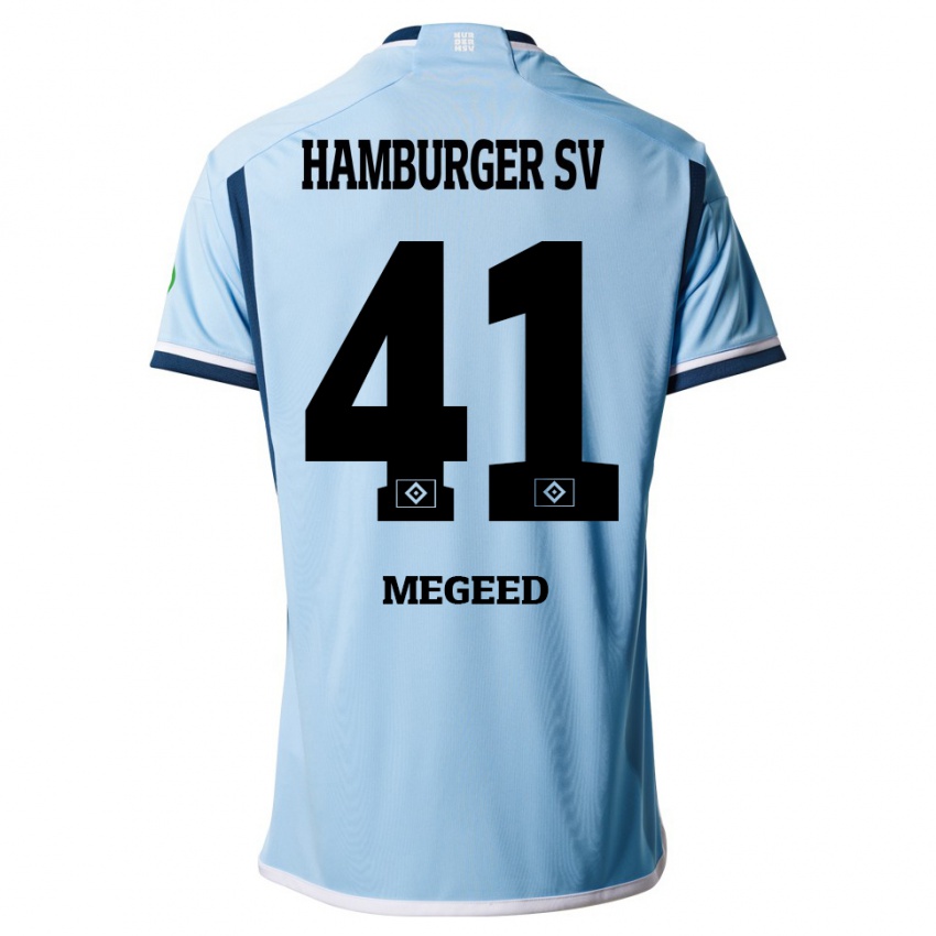 Bambino Maglia Omar Megeed #41 Blu Kit Gara Away 2023/24 Maglietta