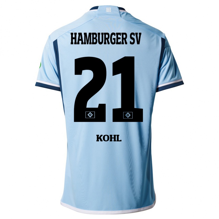 Bambino Maglia Ohene Köhl #21 Blu Kit Gara Away 2023/24 Maglietta