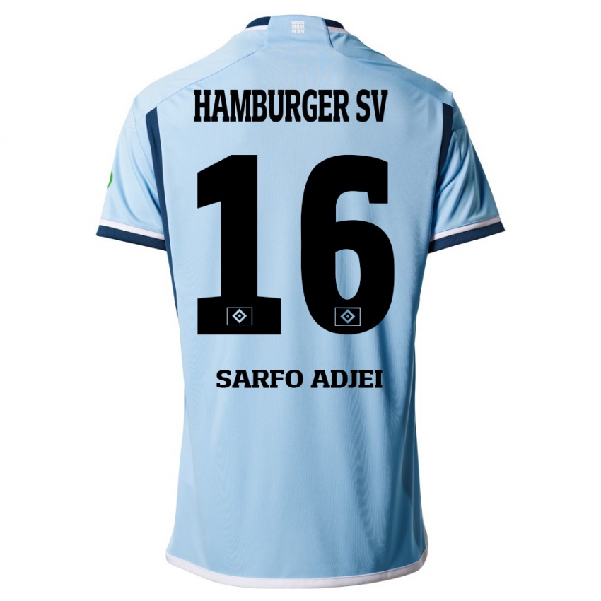 Bambino Maglia Maximilian Sarfo-Adjei #16 Blu Kit Gara Away 2023/24 Maglietta