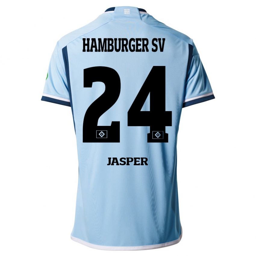 Bambino Maglia Jan-Lukas Jasper #24 Blu Kit Gara Away 2023/24 Maglietta